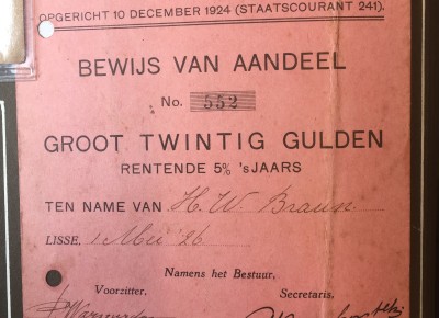 1929: Bewijs van aandeel